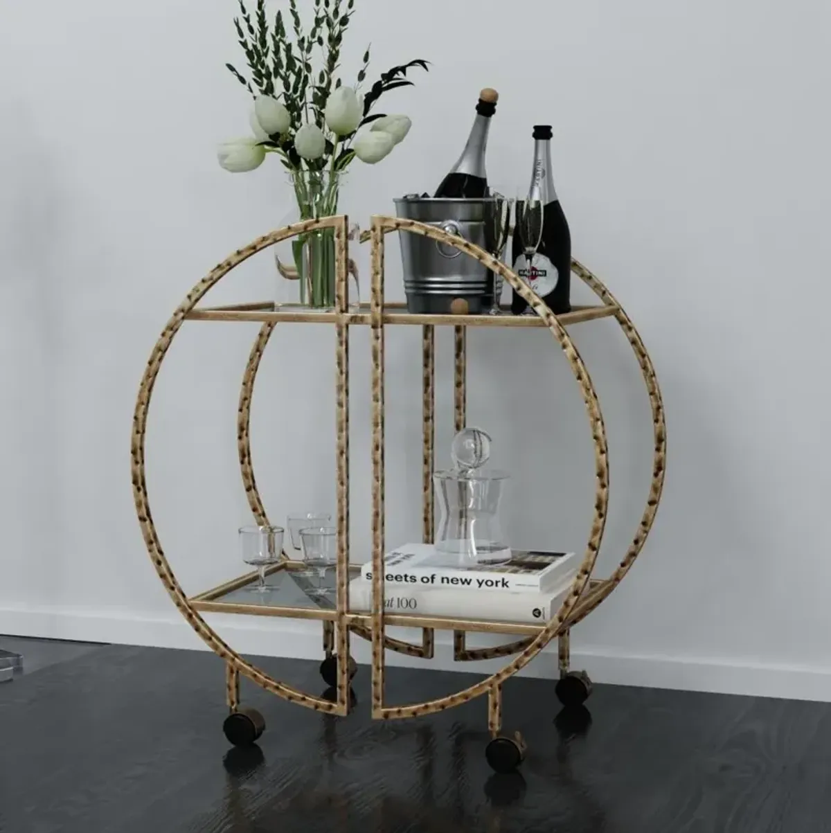 Zelina Gold Bar Cart