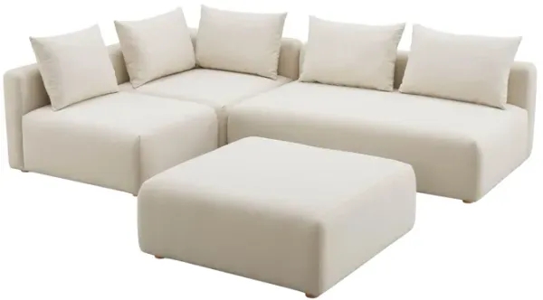 Hangover Cream Linen 4-Piece Modular Chaise Sectional
