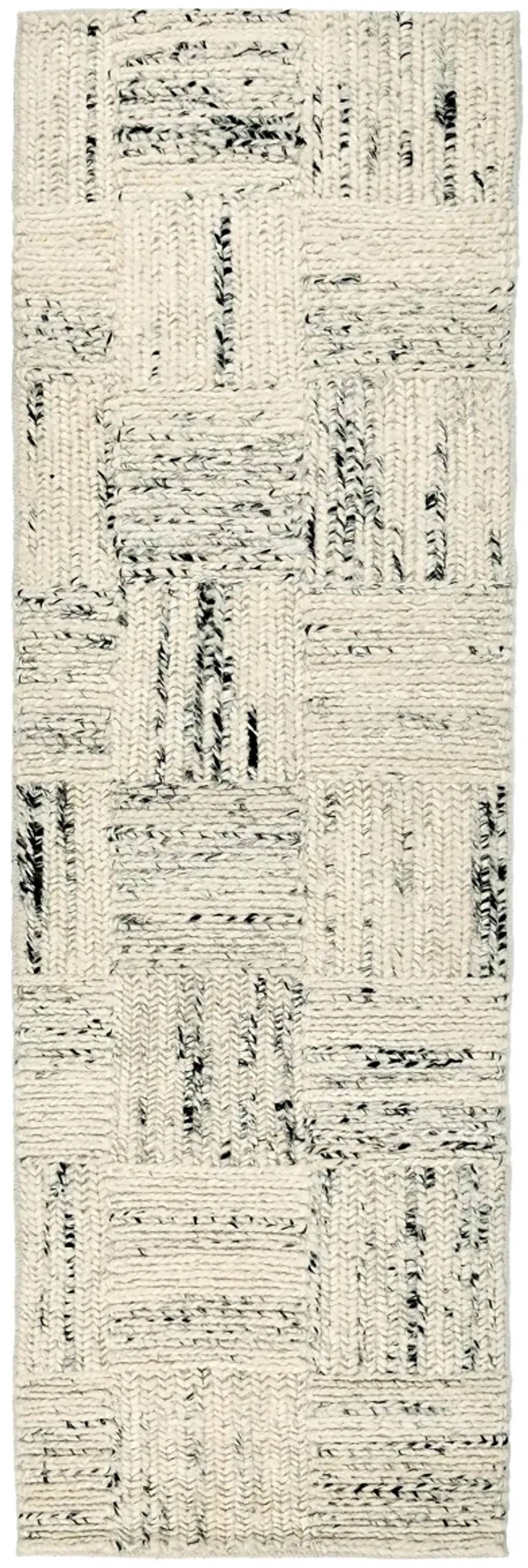 Sosa 2.6'x8' Wool Blend Handwoven Distressed Pattern Ivory Accent Rug