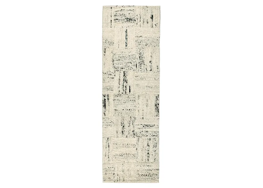 Sosa 2.6'x8' Wool Blend Handwoven Distressed Pattern Ivory Accent Rug