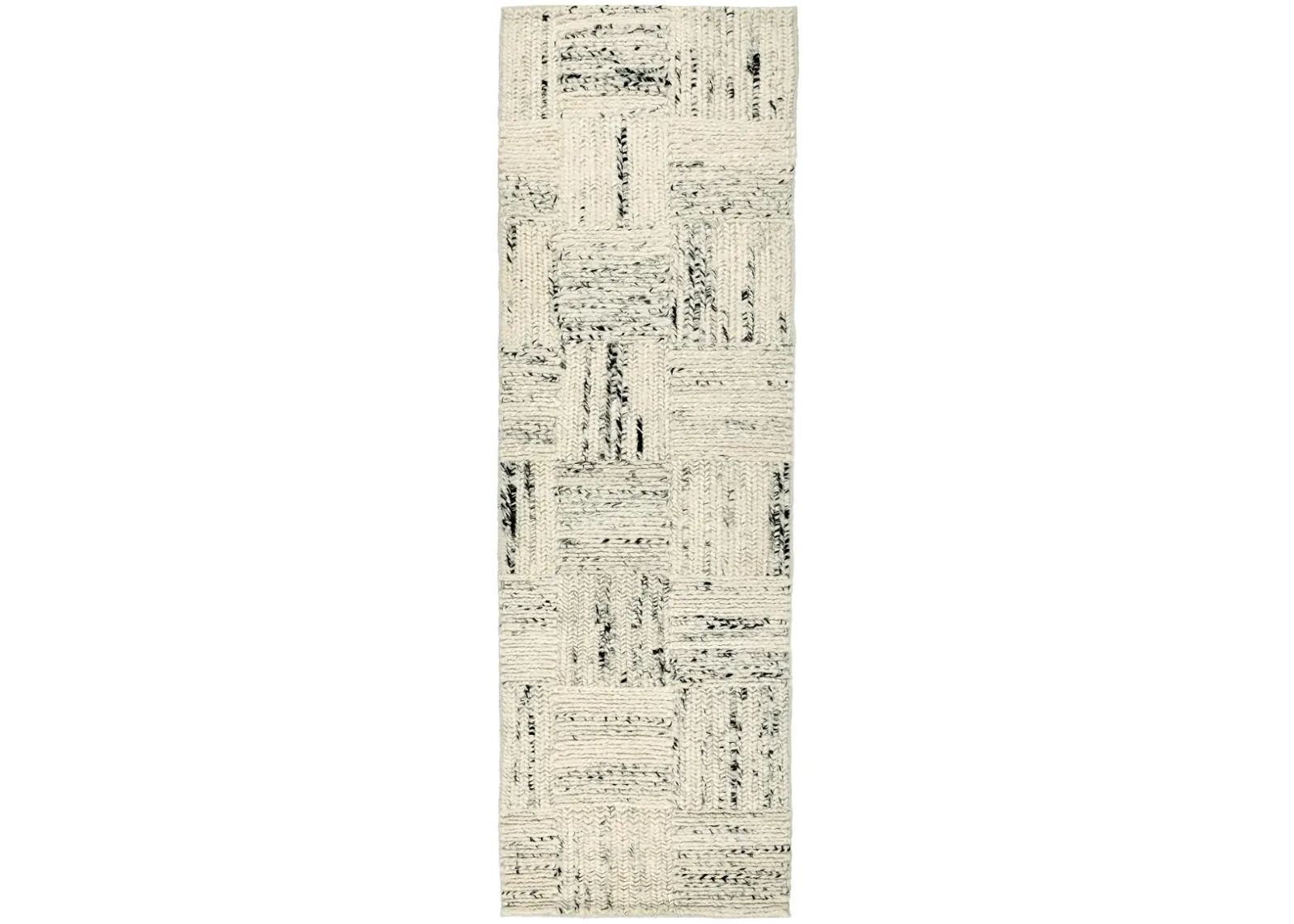 Sosa 2.6'x8' Wool Blend Handwoven Distressed Pattern Ivory Accent Rug