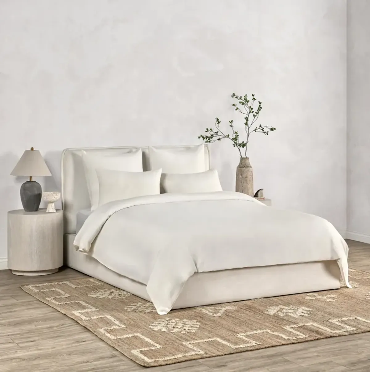 Paloma 3-Piece Hemp Fabric Ivory Queen Duvet Set