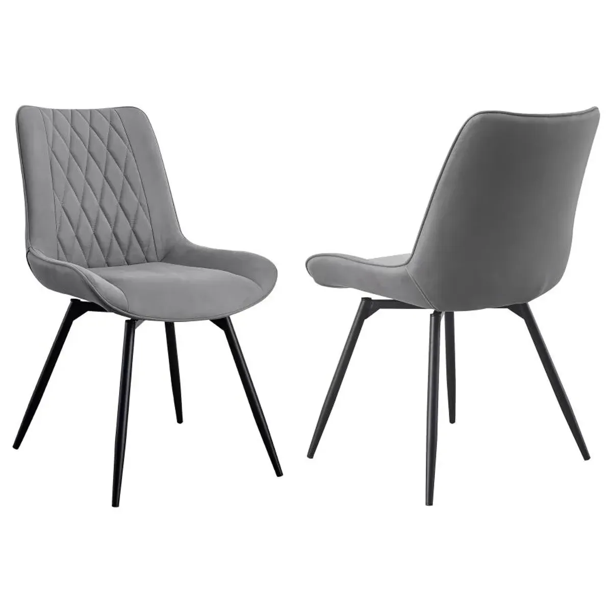 Diggs Upholstered Tufted Swivel Dining Chairs Grey and Gunmetal (Set of 2)