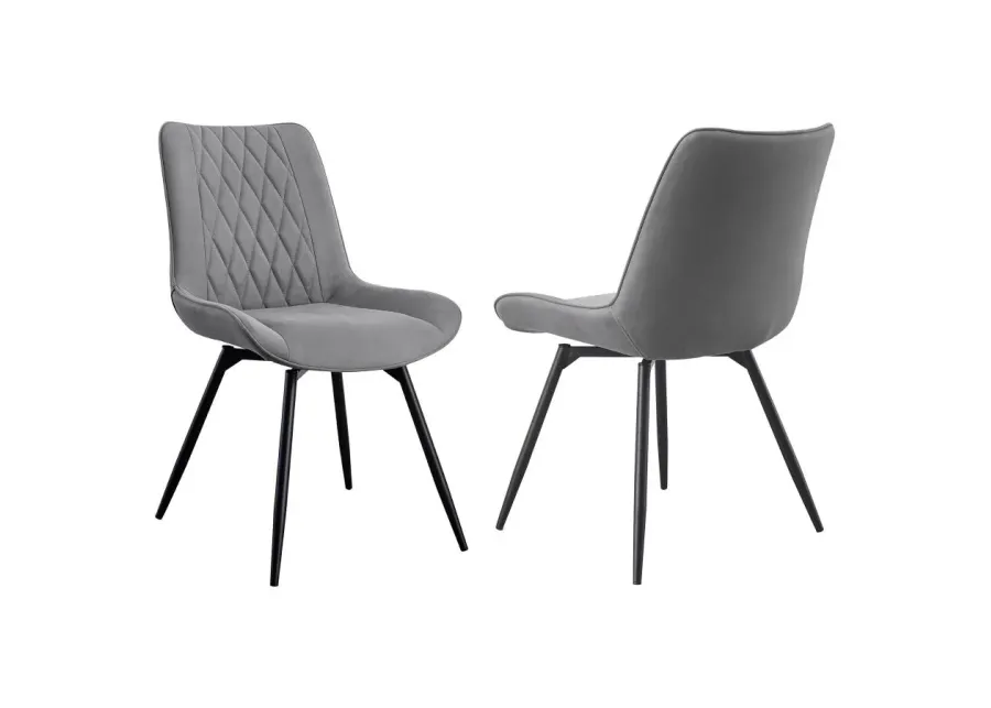 Diggs Upholstered Tufted Swivel Dining Chairs Grey and Gunmetal (Set of 2)