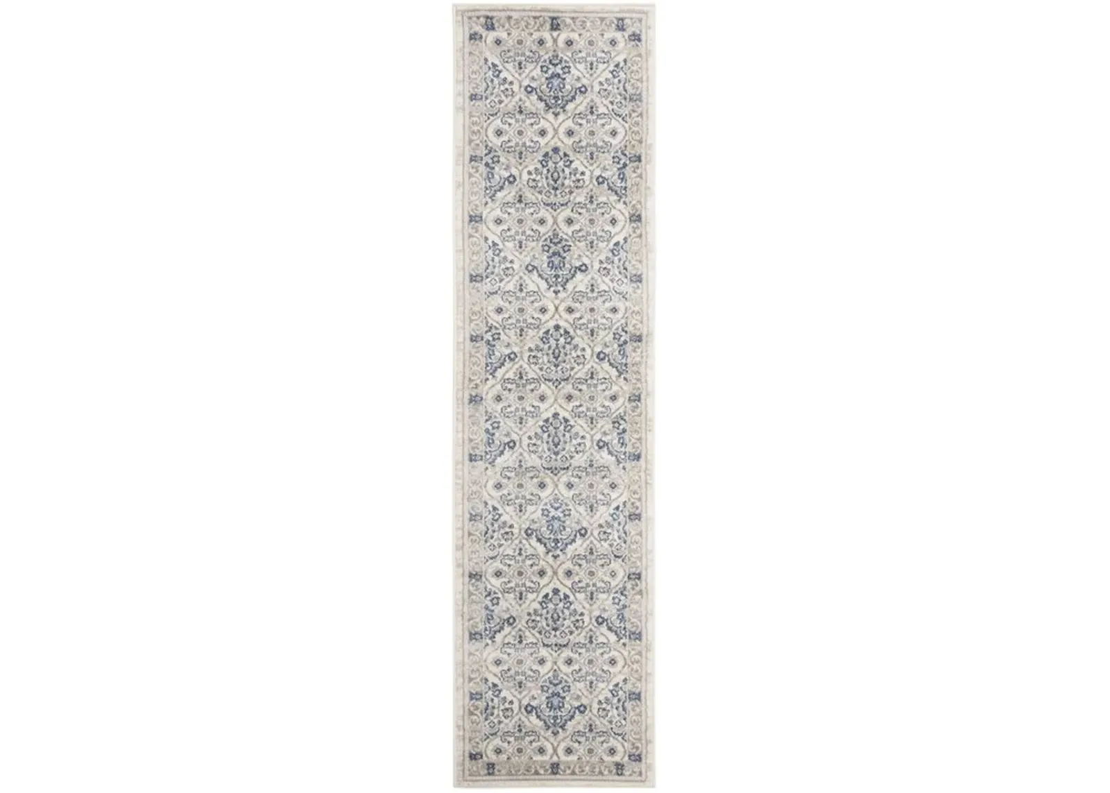 Brentwood 870 Light Grey / Blue 2' X 14' Runner Powerloomed Rug