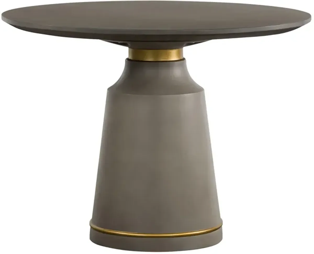 Pinni Gray Concrete Round Dining Table with Bronze Painted Accent