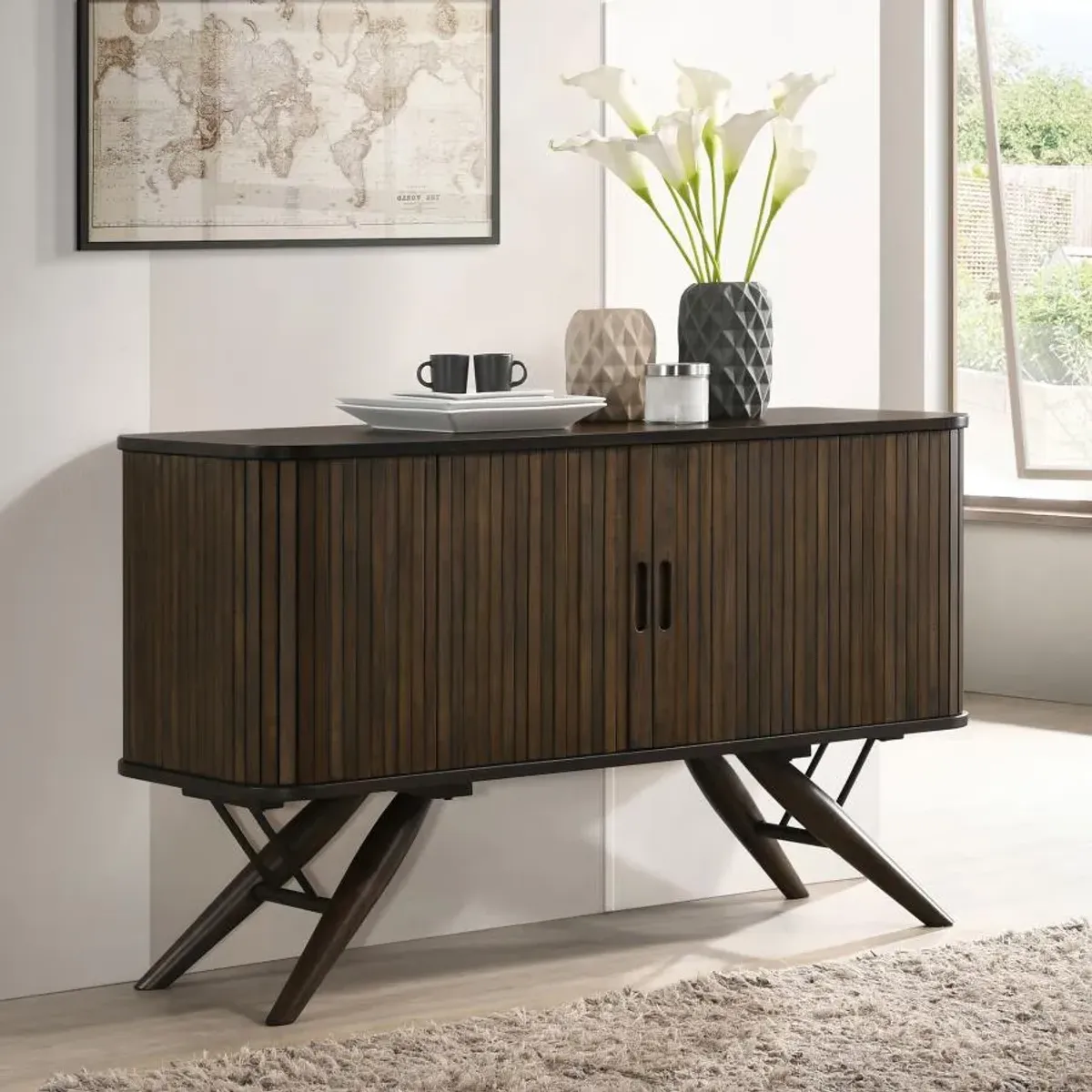 Aaliyah 2-Door Rectangular Server Dark Walnut