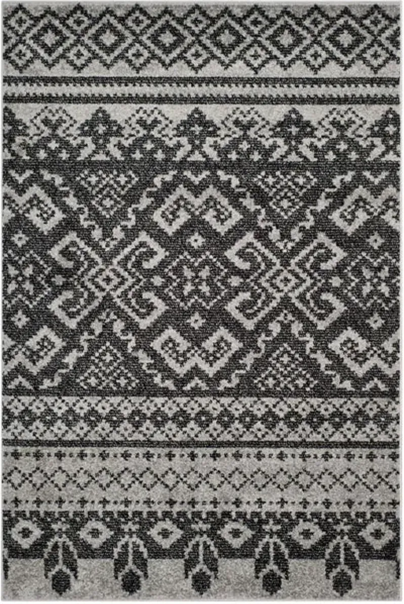 Adirondack Contemporary Silver / Black 2'-6" X 20' Powerloomed Rug