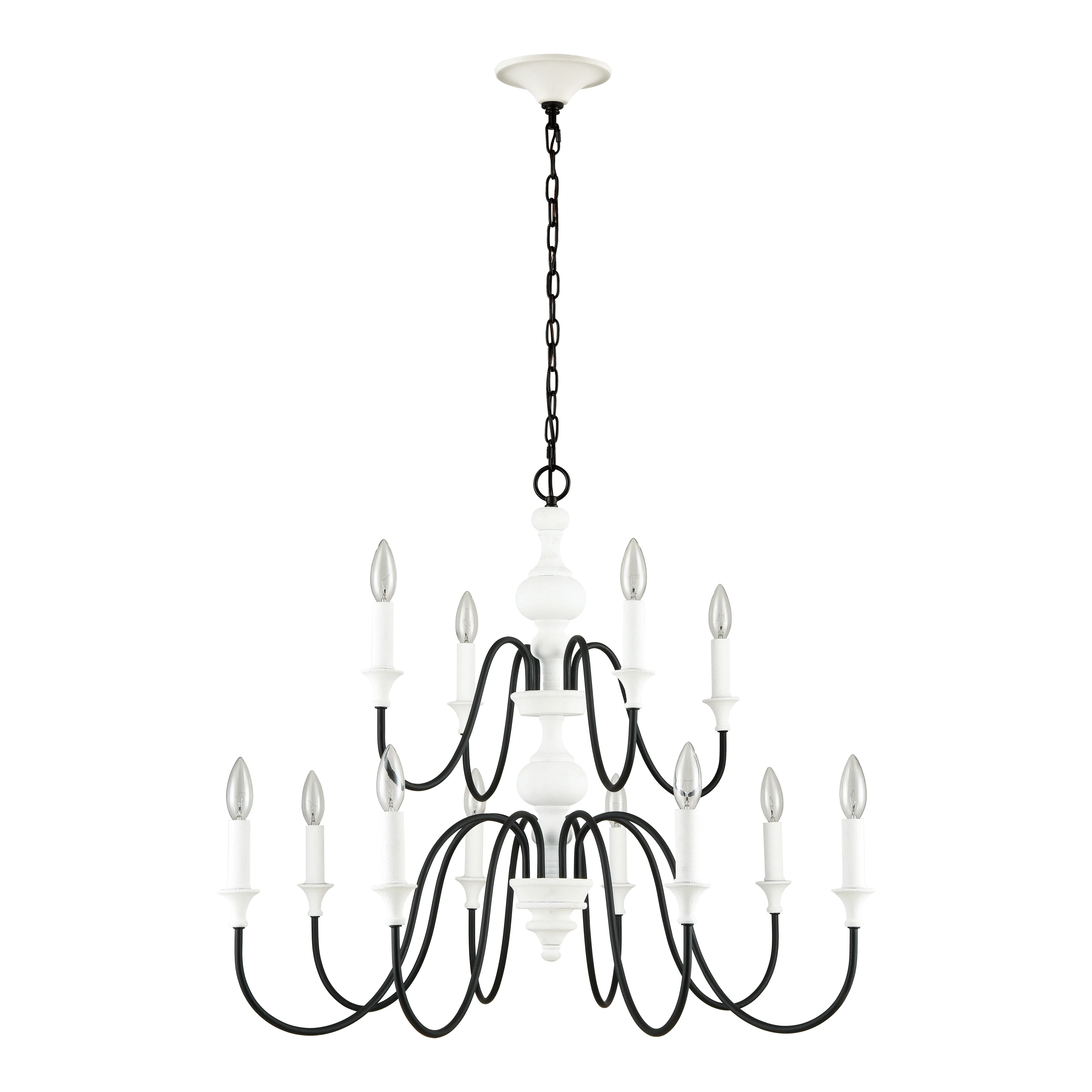 Val de Loire 36" Wide 12-Light Chandelier - White