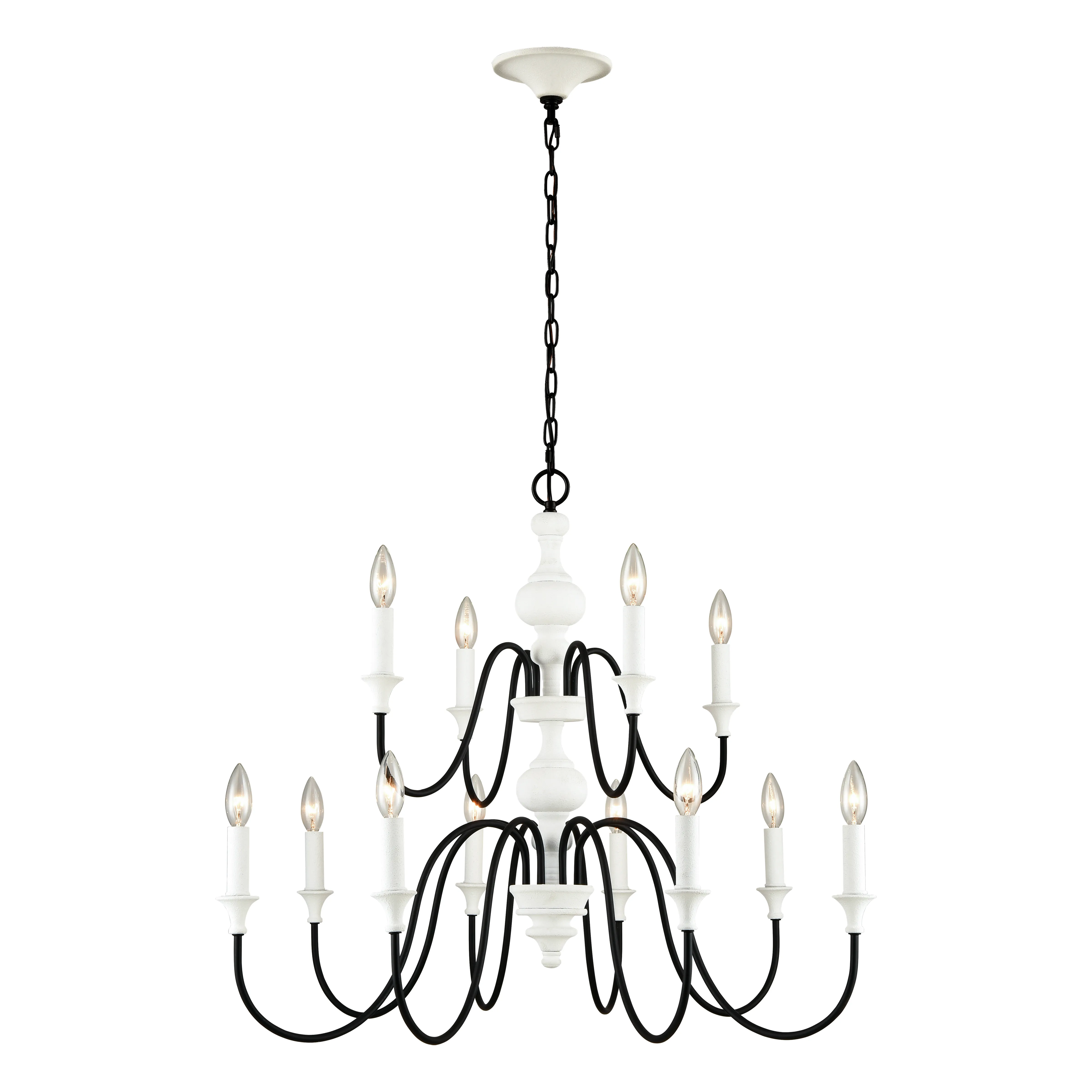 Val de Loire 36" Wide 12-Light Chandelier - White