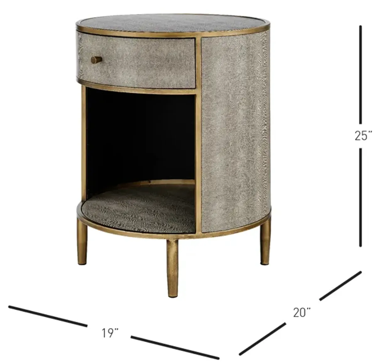 Loretta Faux Shagreen Side/ End Table, Chronicle Gray 