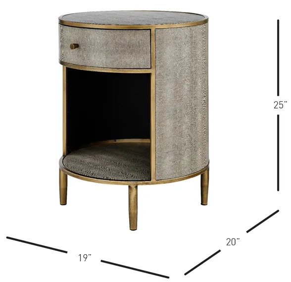 Loretta Faux Shagreen Side/ End Table, Chronicle Gray 