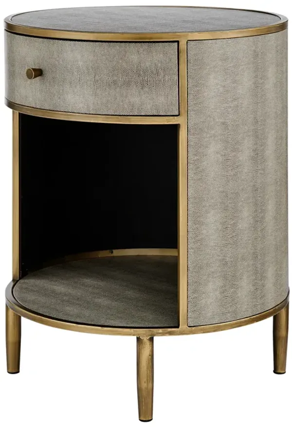 Loretta Faux Shagreen Side/ End Table, Chronicle Gray 
