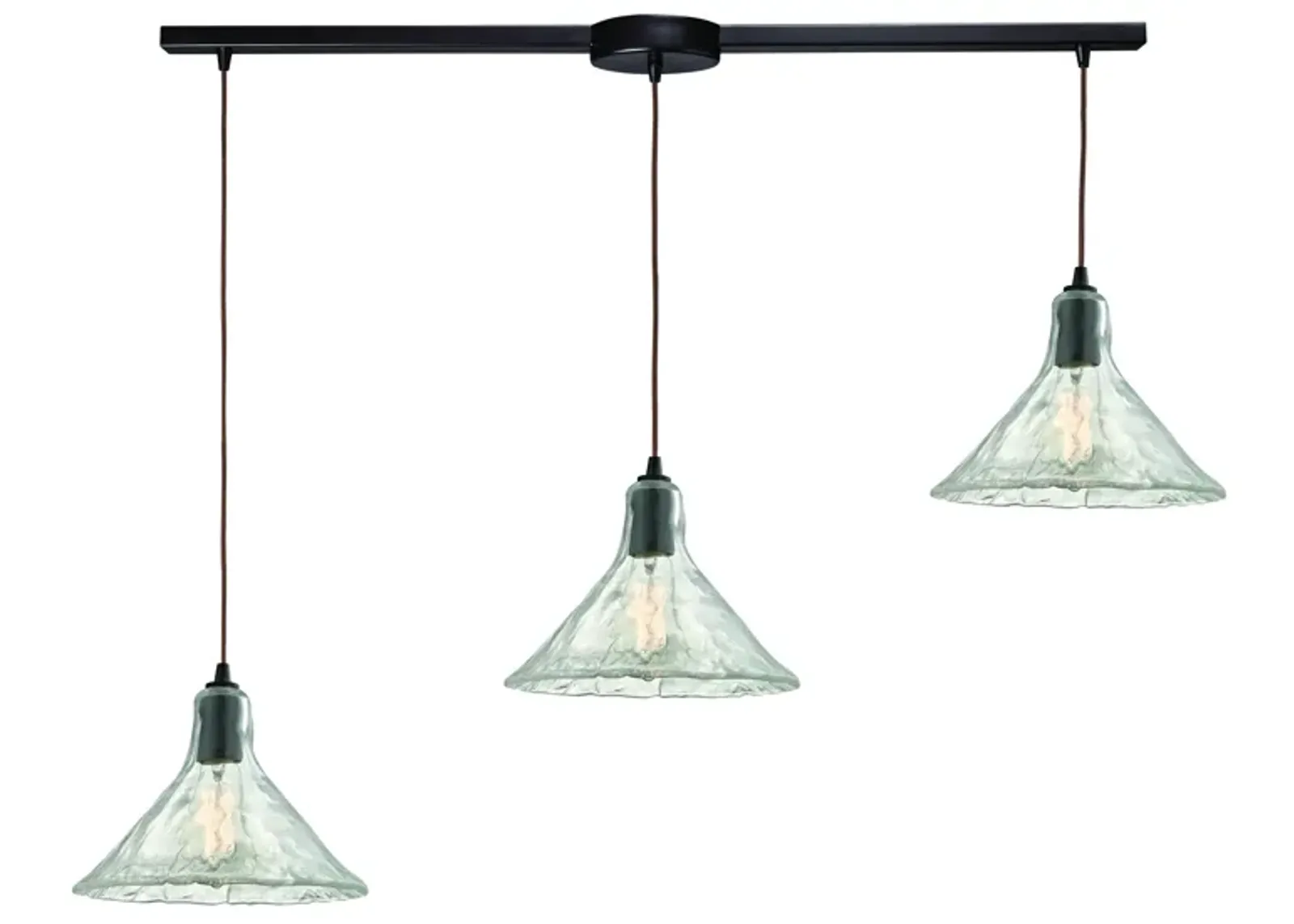 Hand Formed Glass 36" Wide 3-Light Mini Pendant - Oil Rubbed Bronze