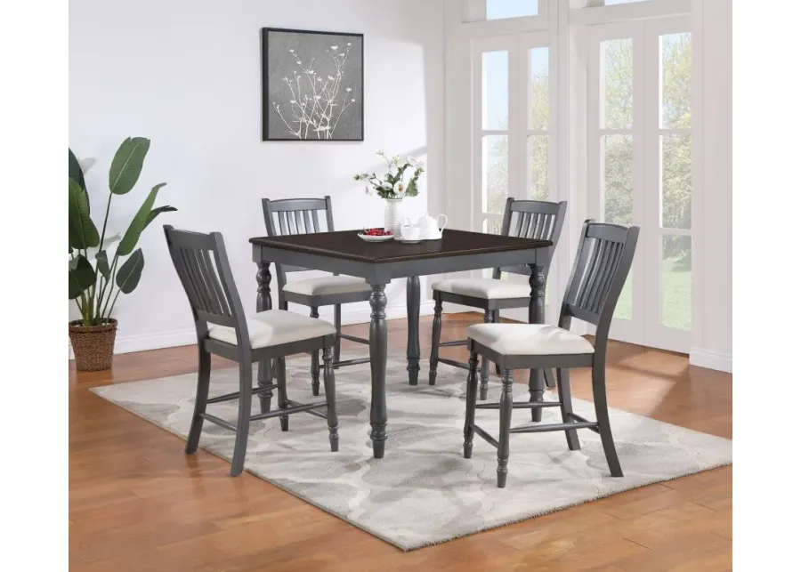 Wiley 5-piece Square Spindle Legs Counter Height Dining Set Beige and Grey