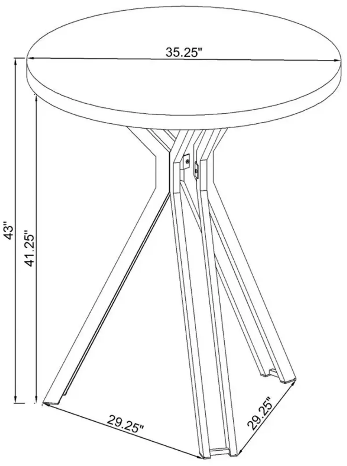 Edgerton Round Wood Top Bar Table Dark Oak and Chrome