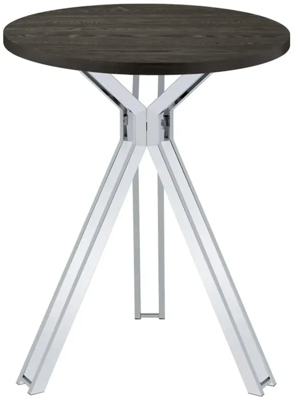 Edgerton Round Wood Top Bar Table Dark Oak and Chrome