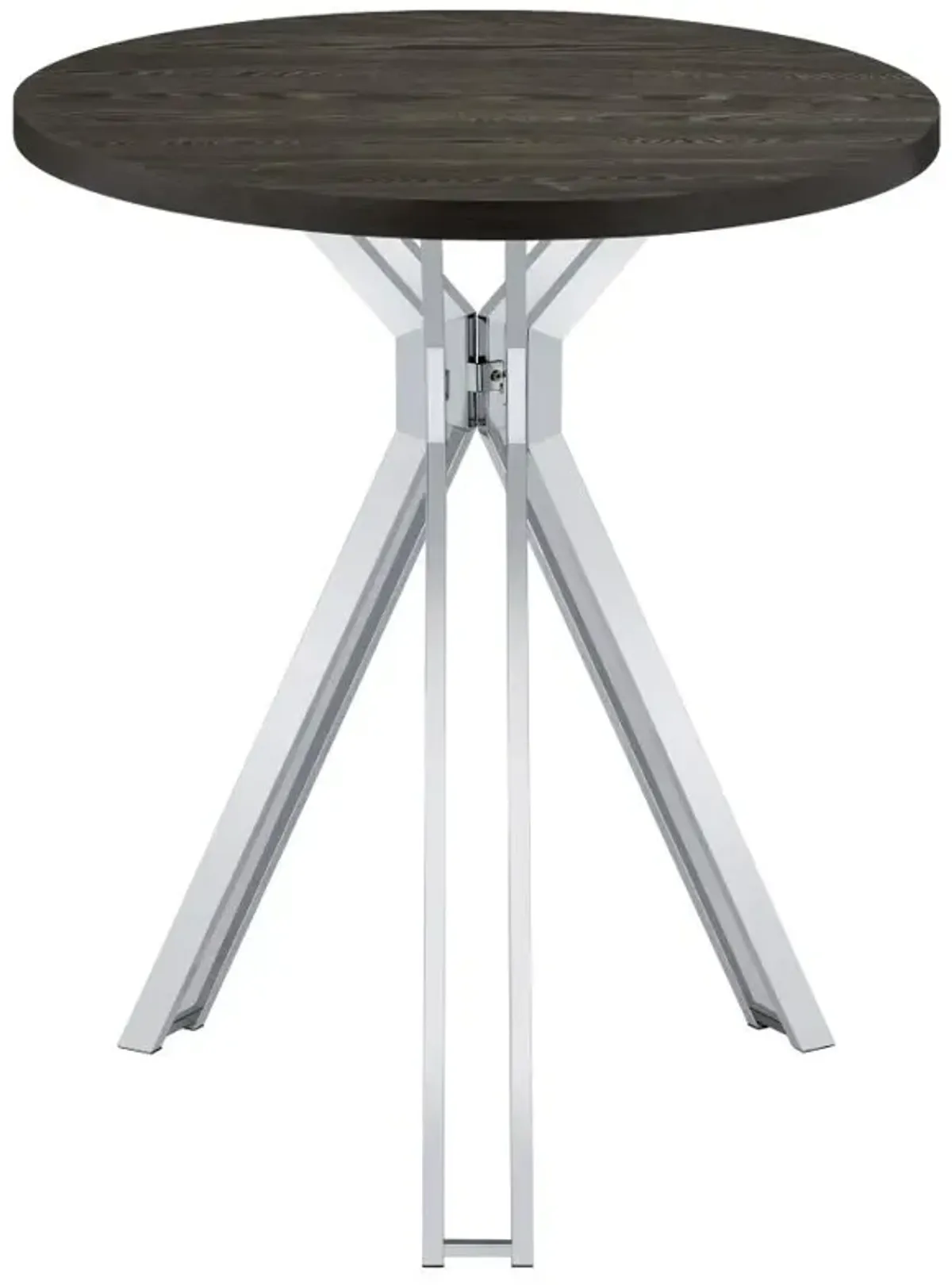 Edgerton Round Wood Top Bar Table Dark Oak and Chrome