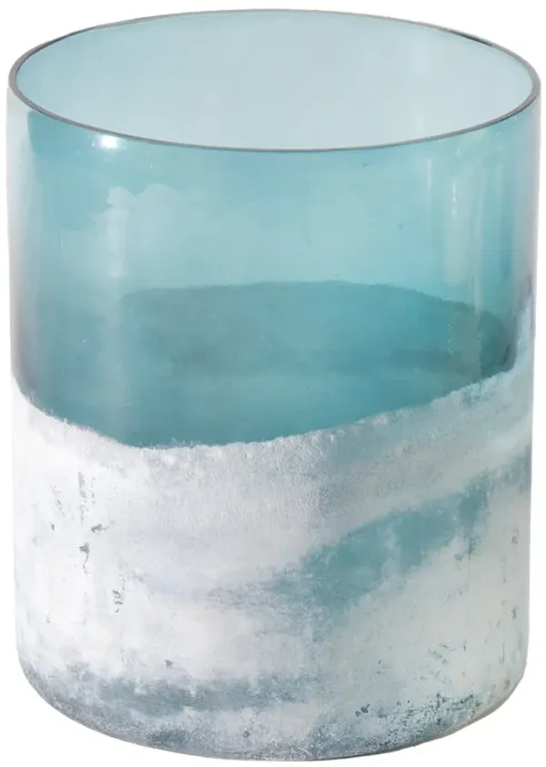 12x10" Frosted Bottom Hurricane, Blue