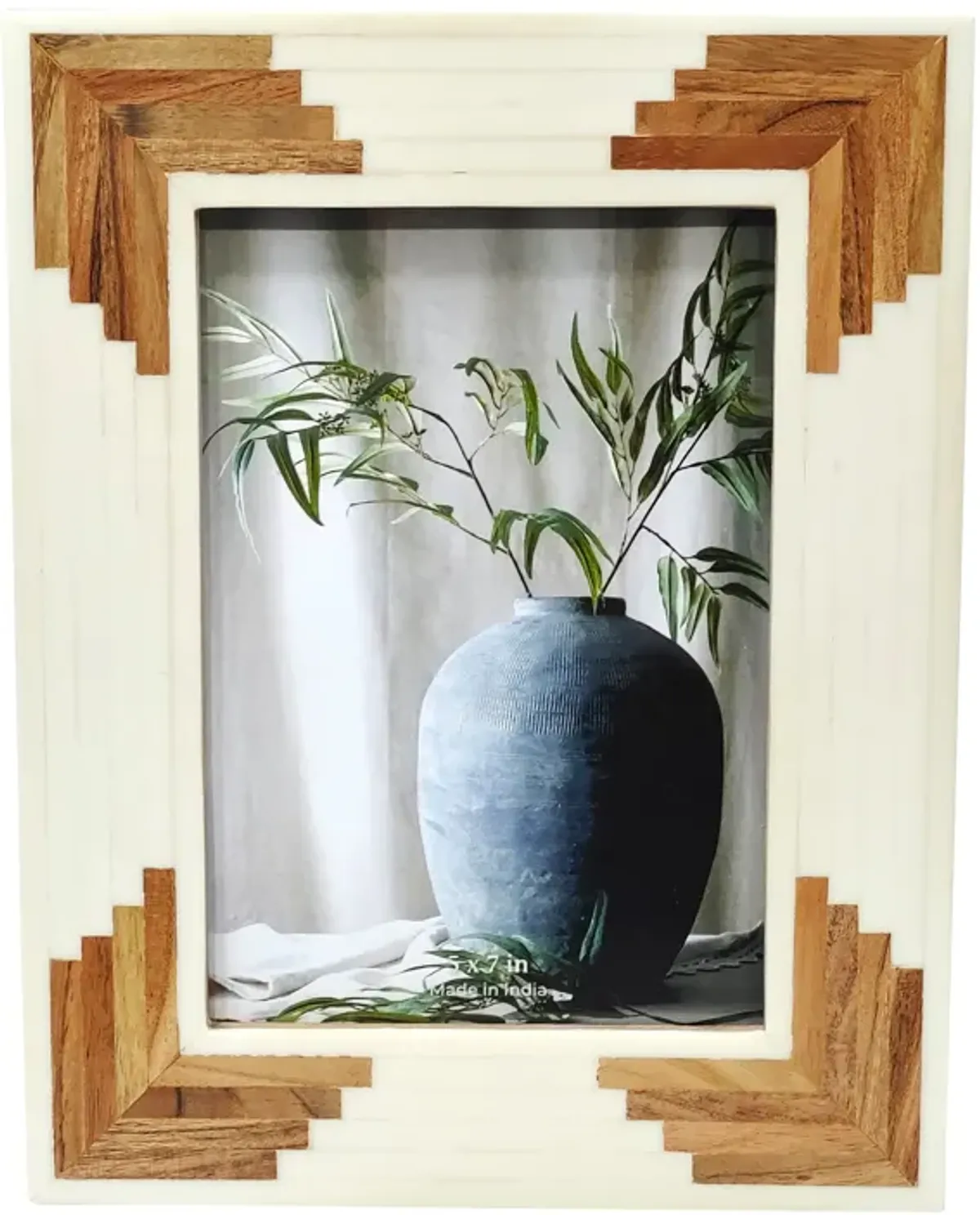 Resin, 5x7 Cascading Wood Photo Frame, White
