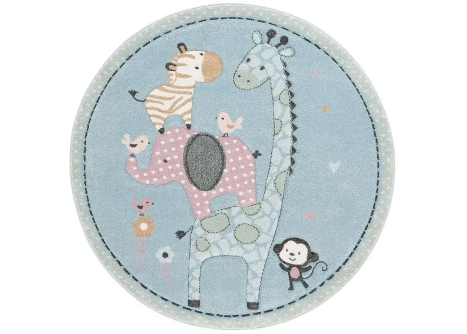 CAROUSEL KIDS 120 BLUE 4' x 4' Round Round Rug