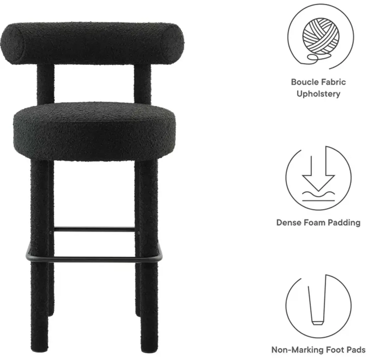 Toulouse Boucle Fabric Bar Stool - Set of 2