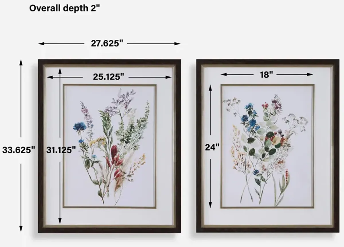 Delicate Flowers Framed Prints, S/2