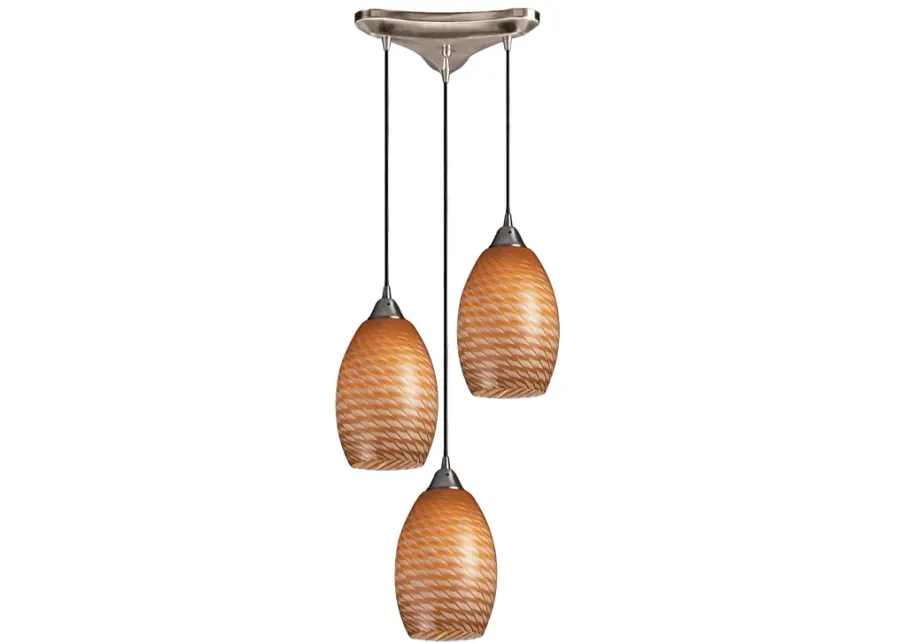 Mulinello 10" Wide 3-Light Mini Pendant - Satin Nickel