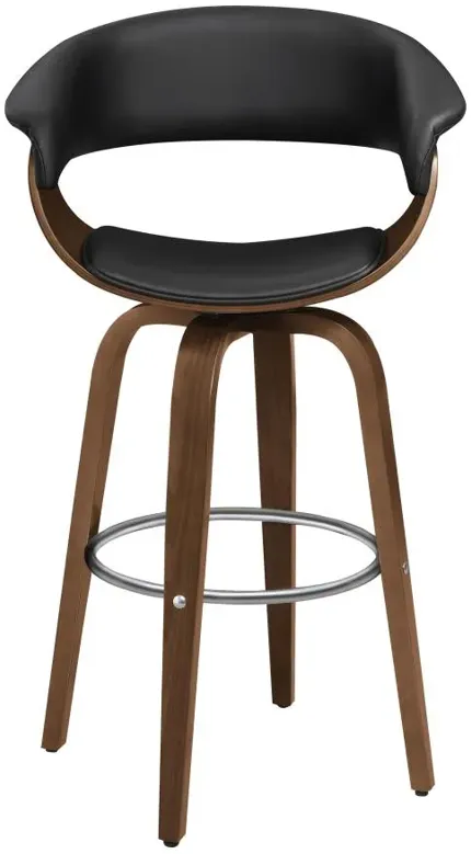 Zion Upholstered Swivel Bar Stool Walnut and Black