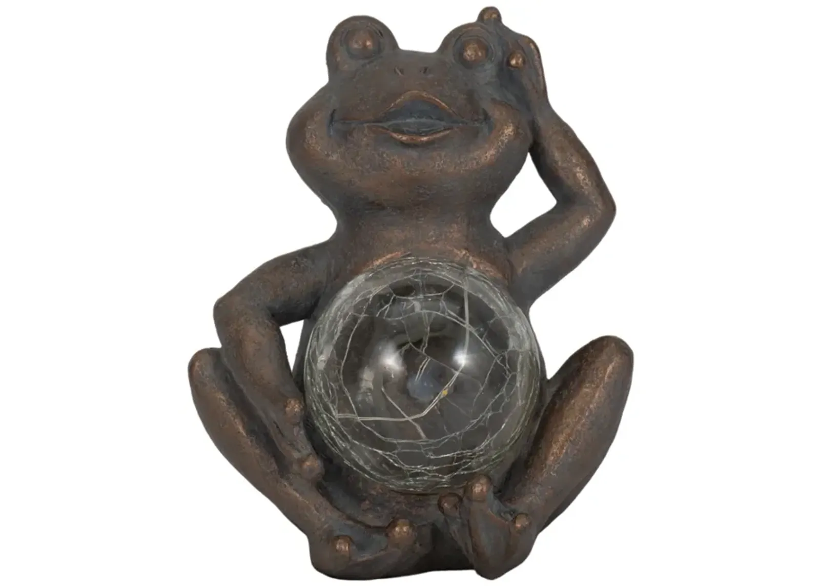 7" Frog With Solar Orb, Antique Copper