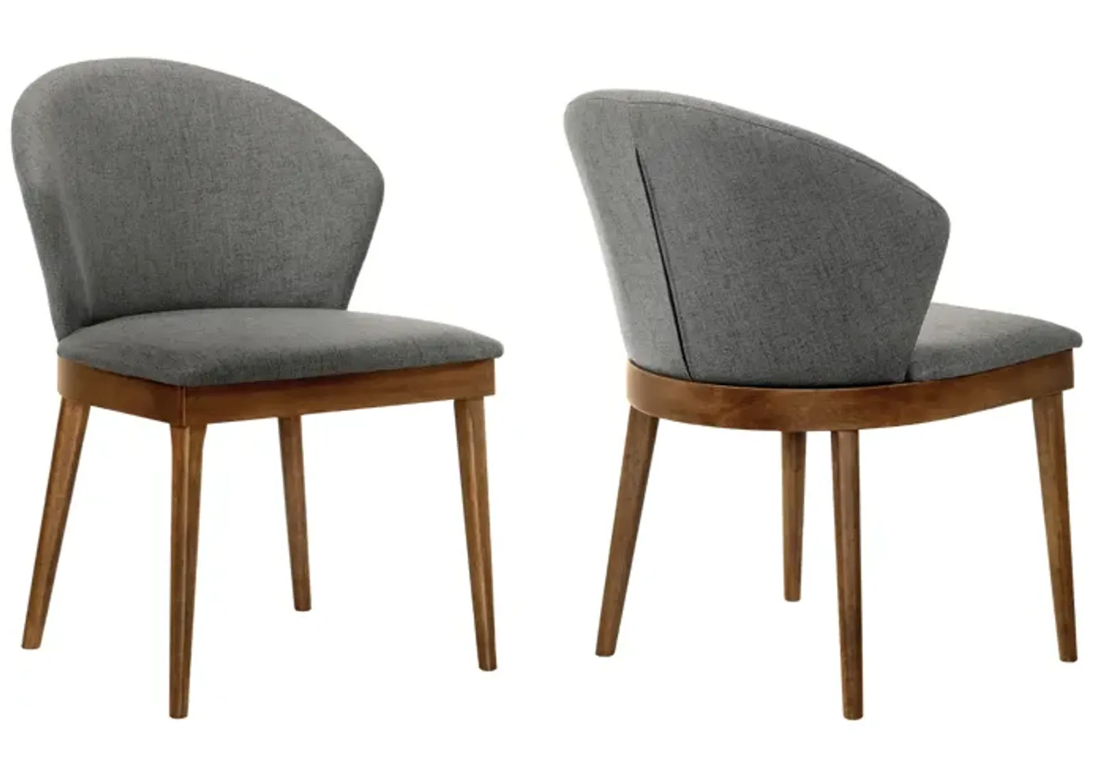 Juno Charcoal Fabric and Walnut Wood Dining Side Chairs - Set of 2