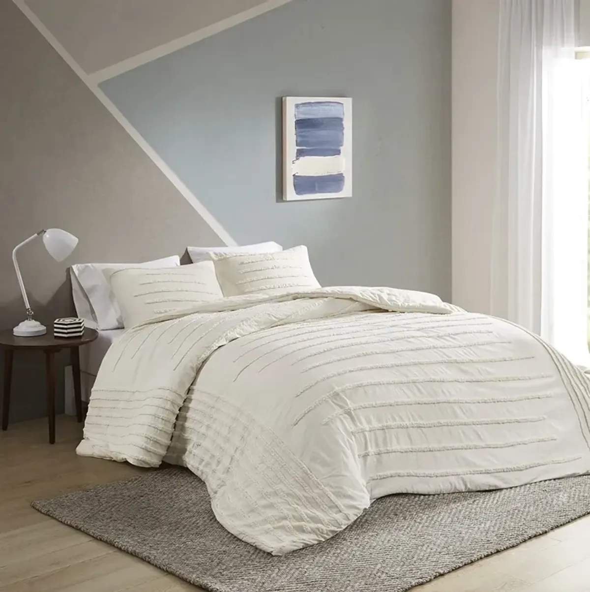 Urban Habitat Mercer Ivory 3 Piece Cotton Chenille Comforter Set