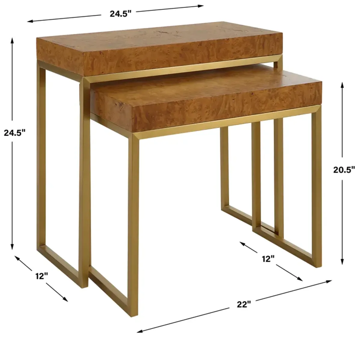 Burl-esque Wooden Nesting Tables, S/2