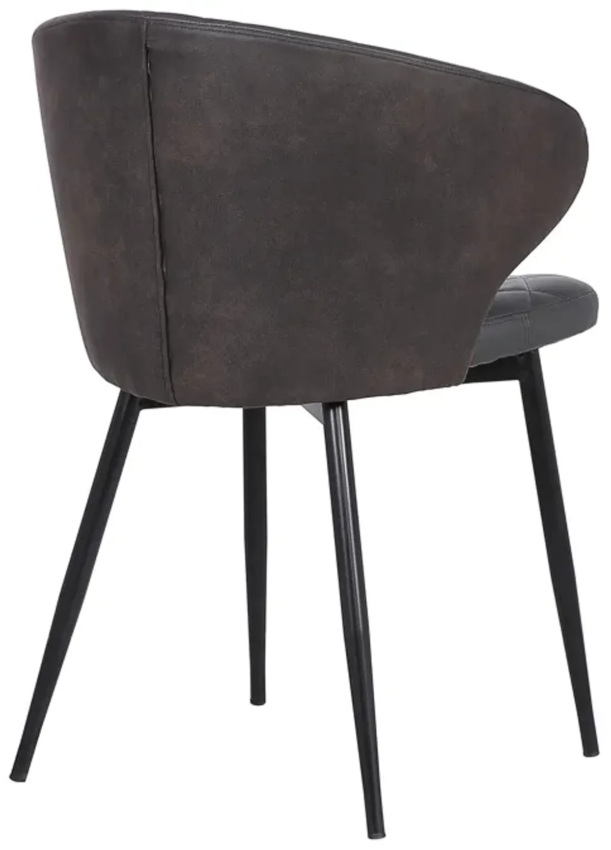 Ava Contemporary Dining Chair in Black Powder Coated Finish and Gray Faux Leather