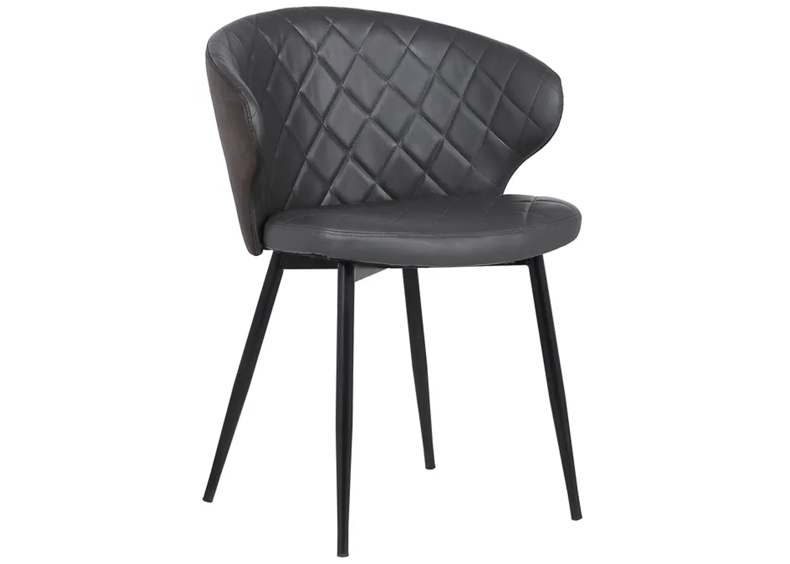 Ava Contemporary Dining Chair in Black Powder Coated Finish and Gray Faux Leather