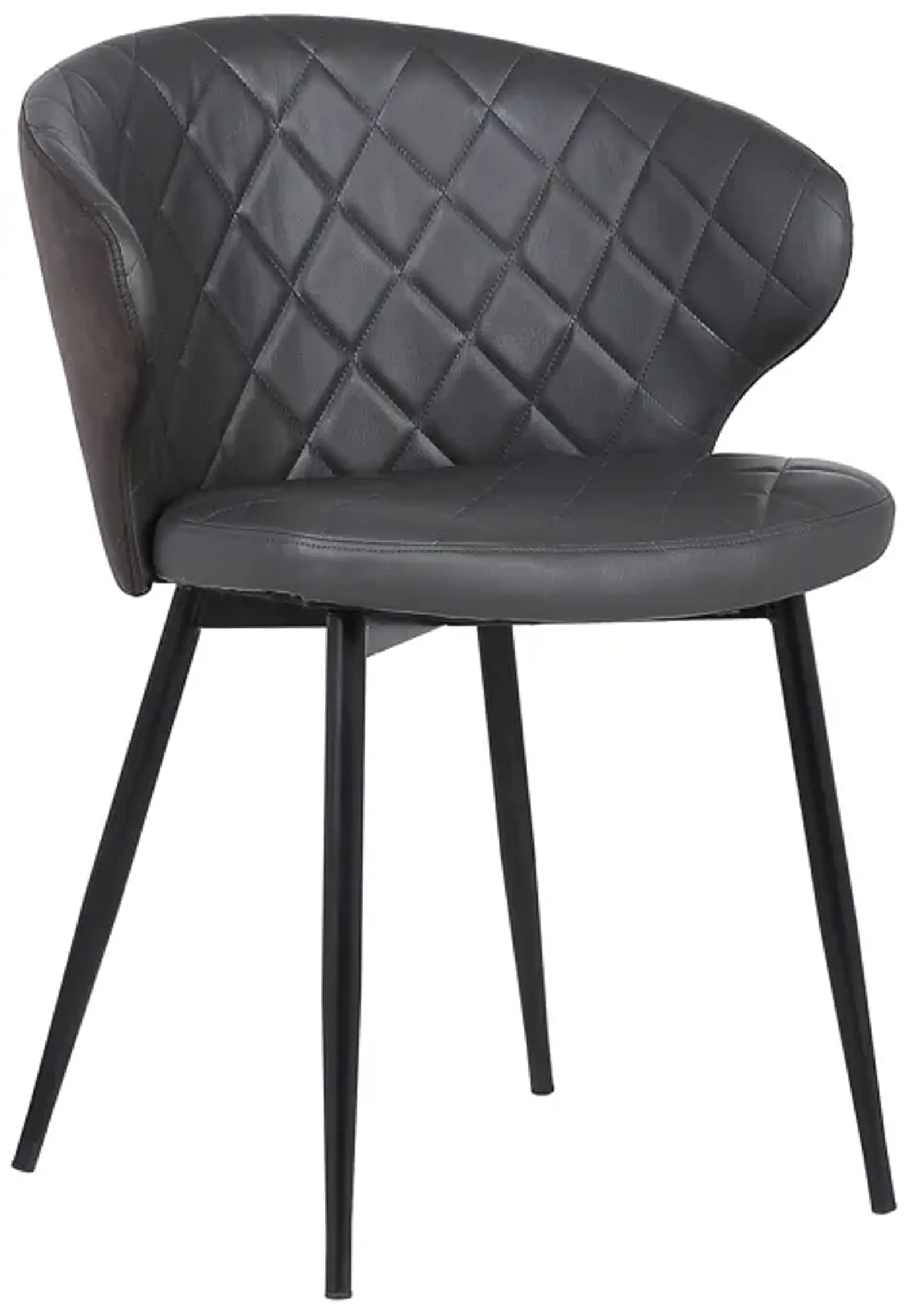 Ava Contemporary Dining Chair in Black Powder Coated Finish and Gray Faux Leather