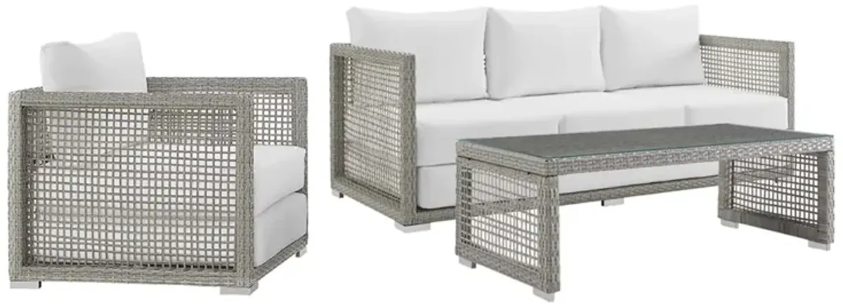 Aura 3 Piece Outdoor Patio Wicker Rattan Set