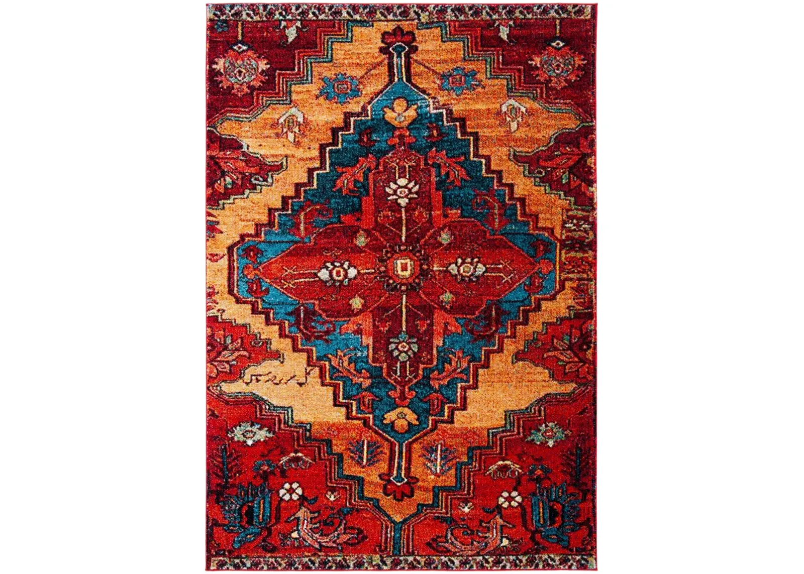 VINTAGE HAMADAN 248 RED  6'-7' x 9' Medium Rectangle Rug