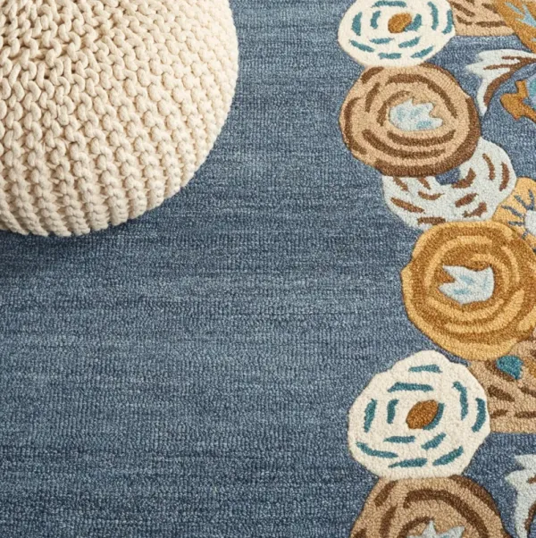 CHELSEA HOOKED RUG 292 BLUE  6' x 6' Square Square Rug