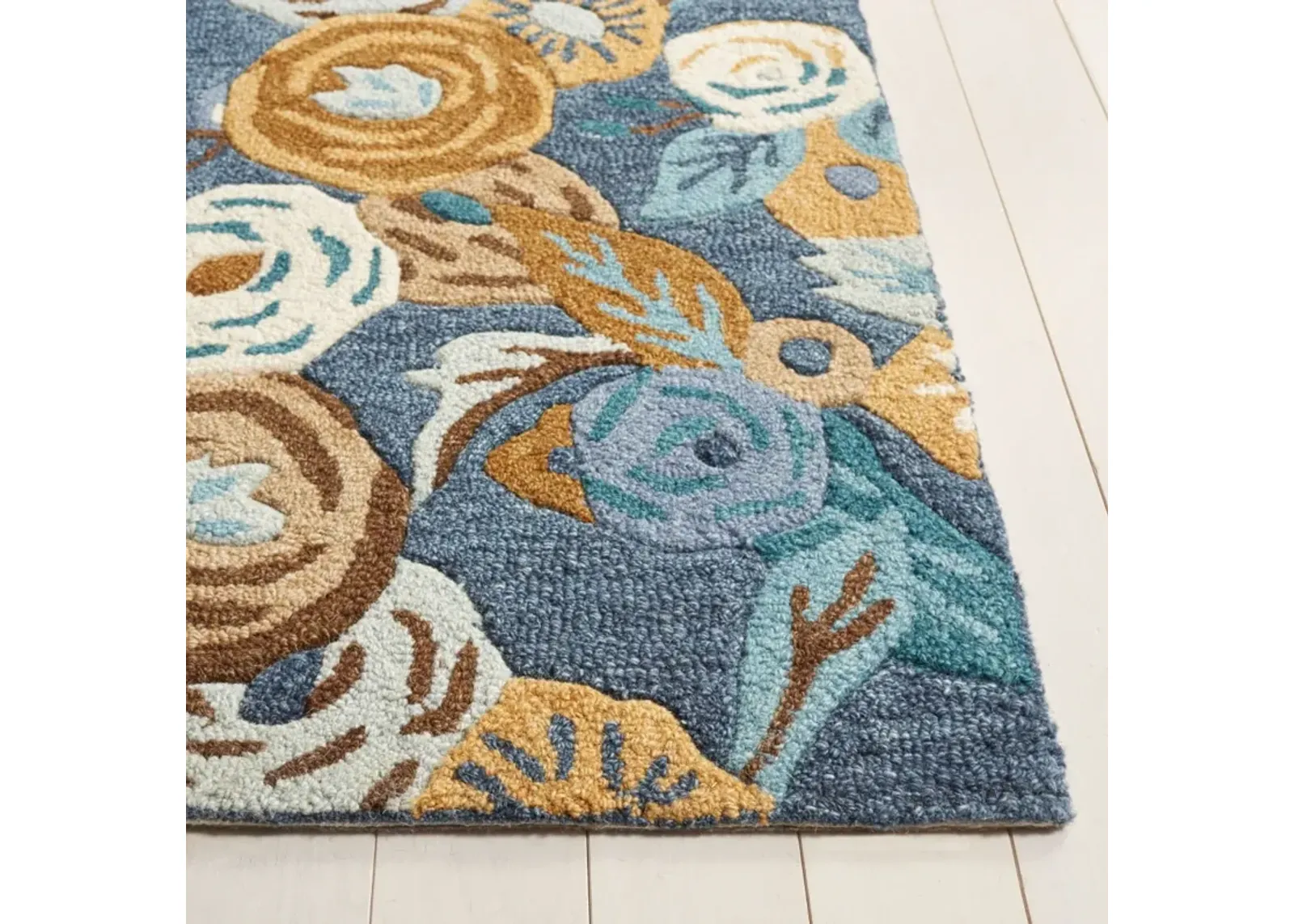 CHELSEA HOOKED RUG 292 BLUE  6' x 6' Square Square Rug