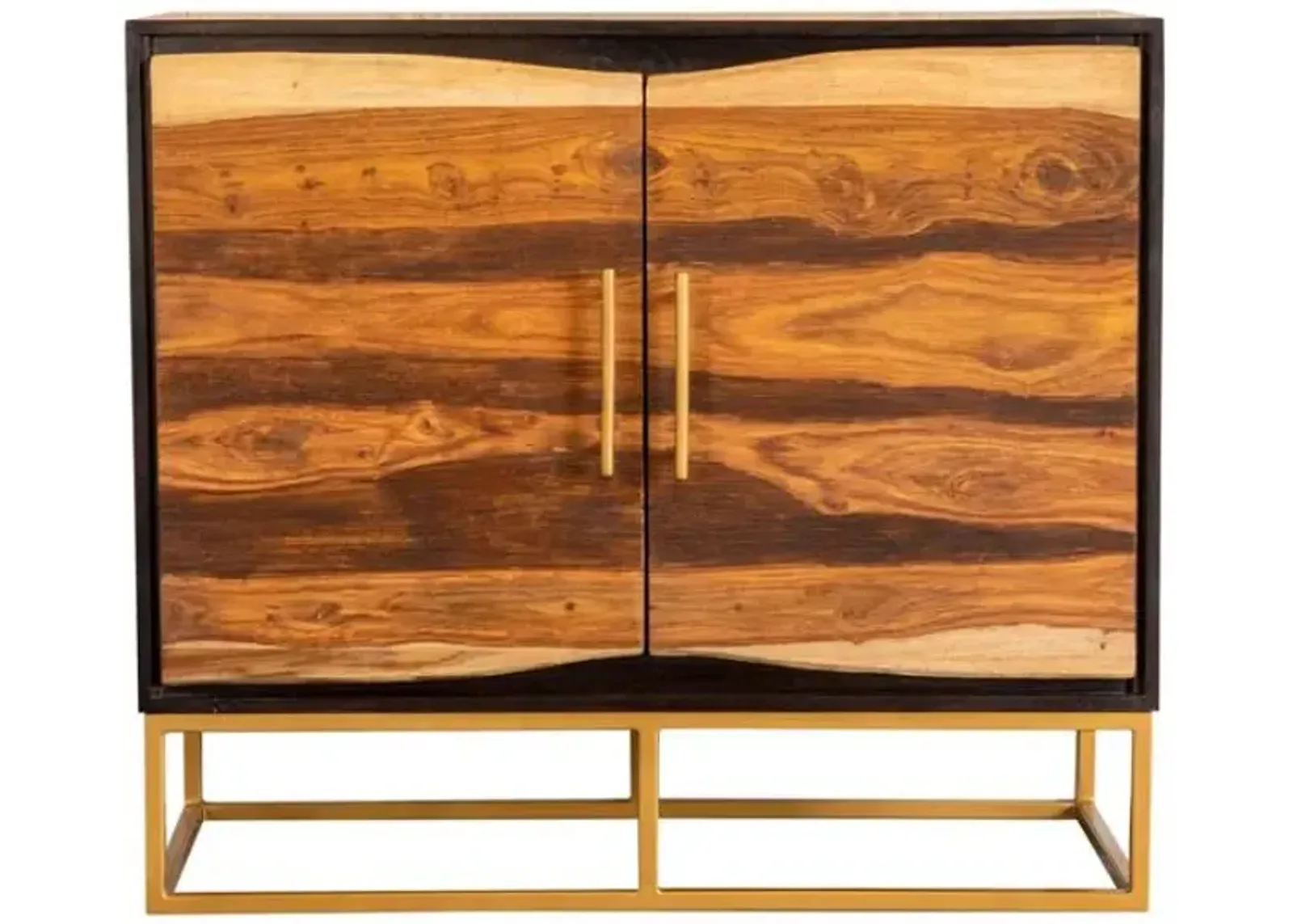 Zara 2-door Accent Cabinet Black Walnut and Gold