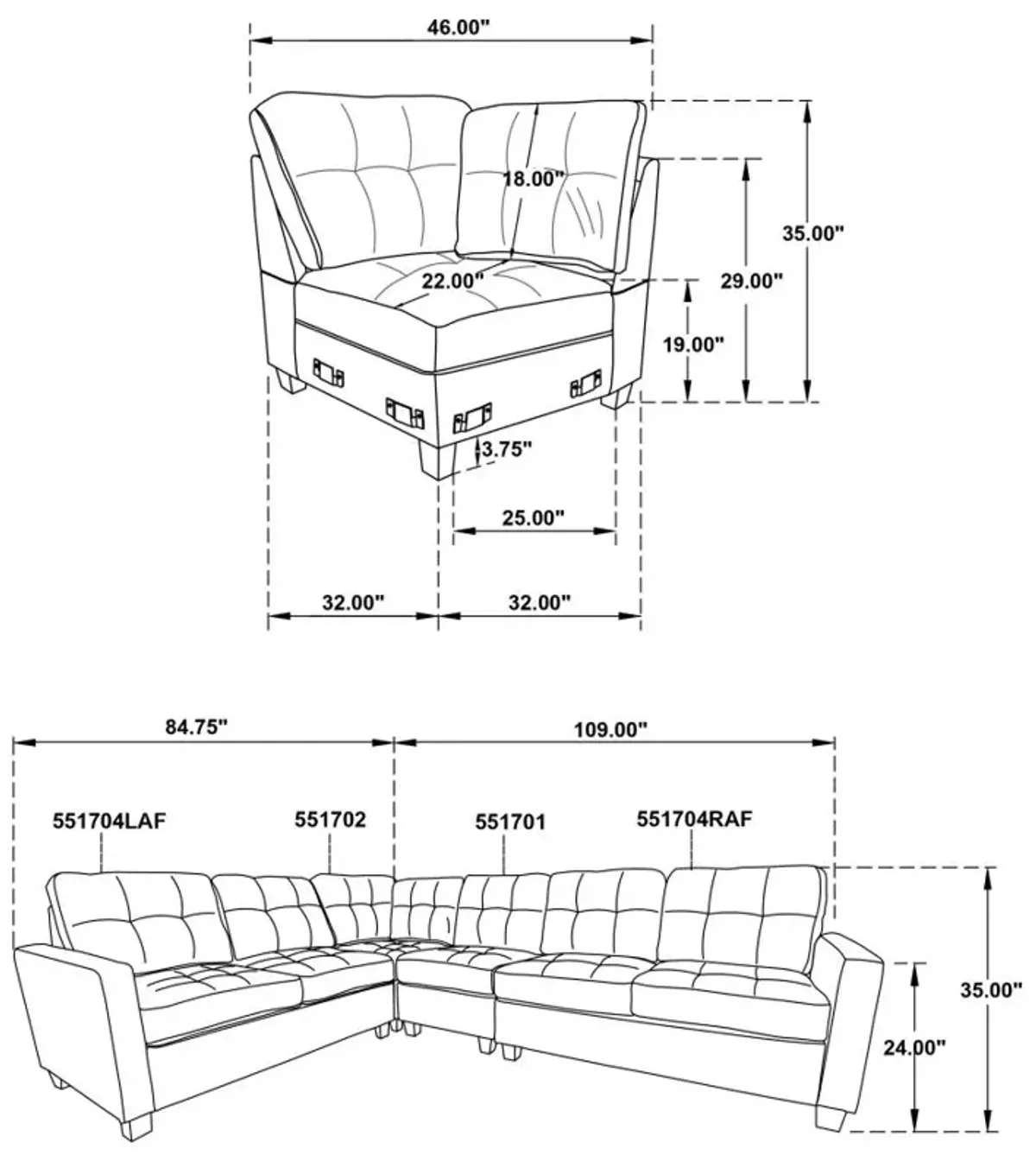 Georgina 4-piece Upholstered Modular Sectional Sofa Steel Beige