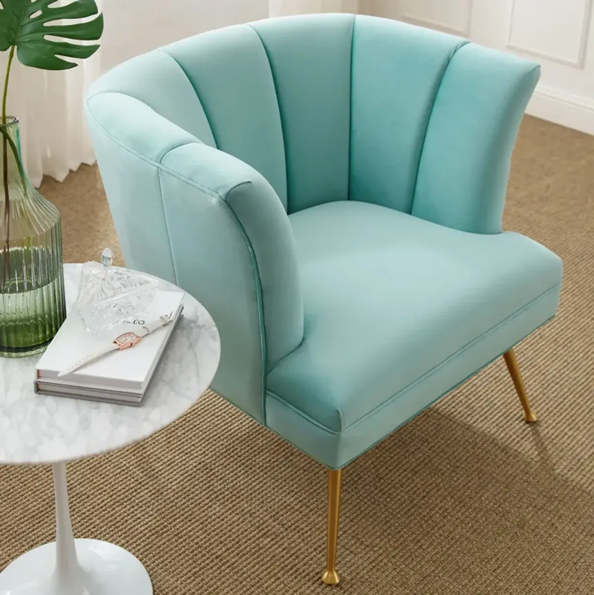 Veronica Channel Tufted Performance Velvet Armchair