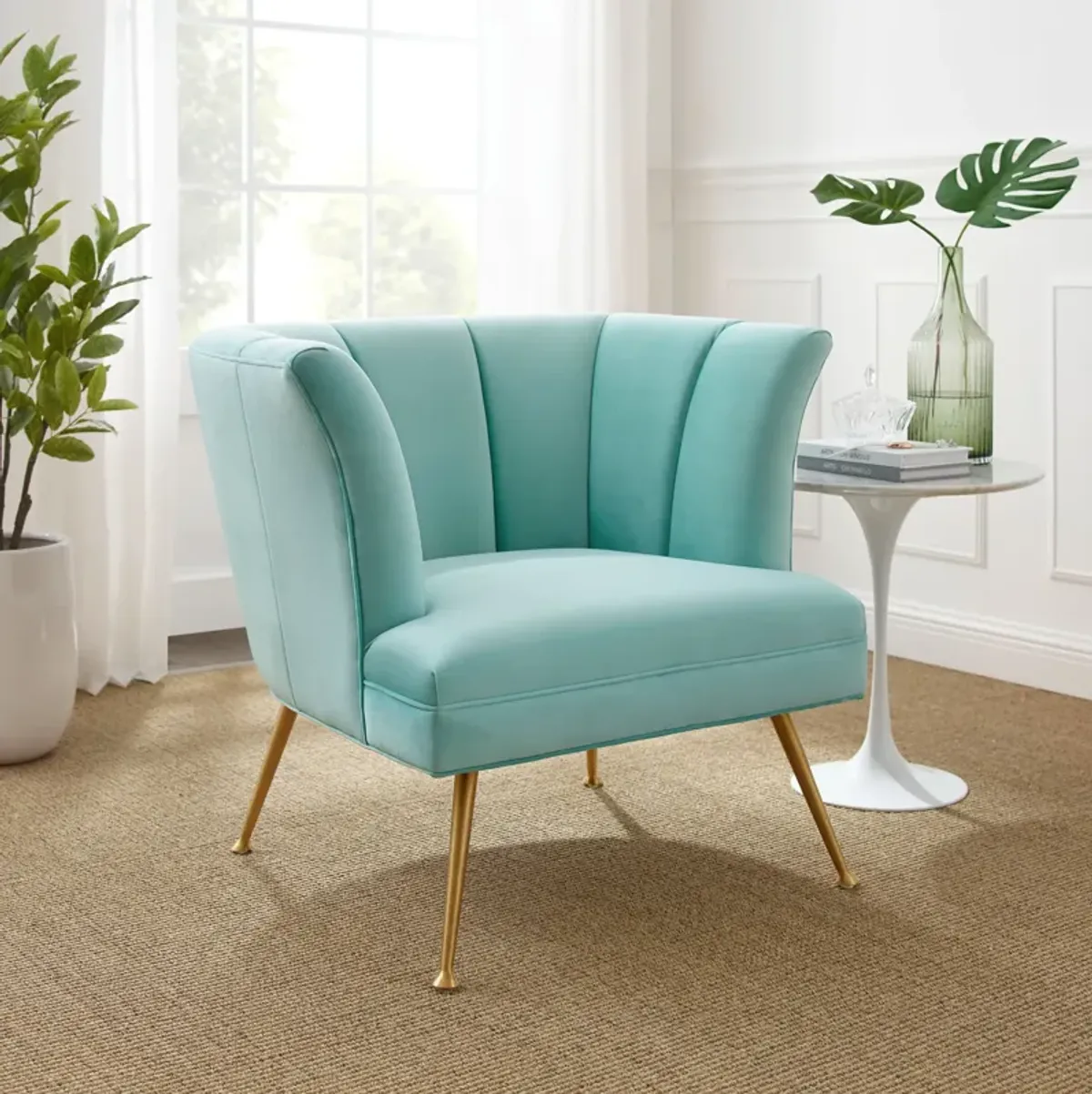 Veronica Channel Tufted Performance Velvet Armchair