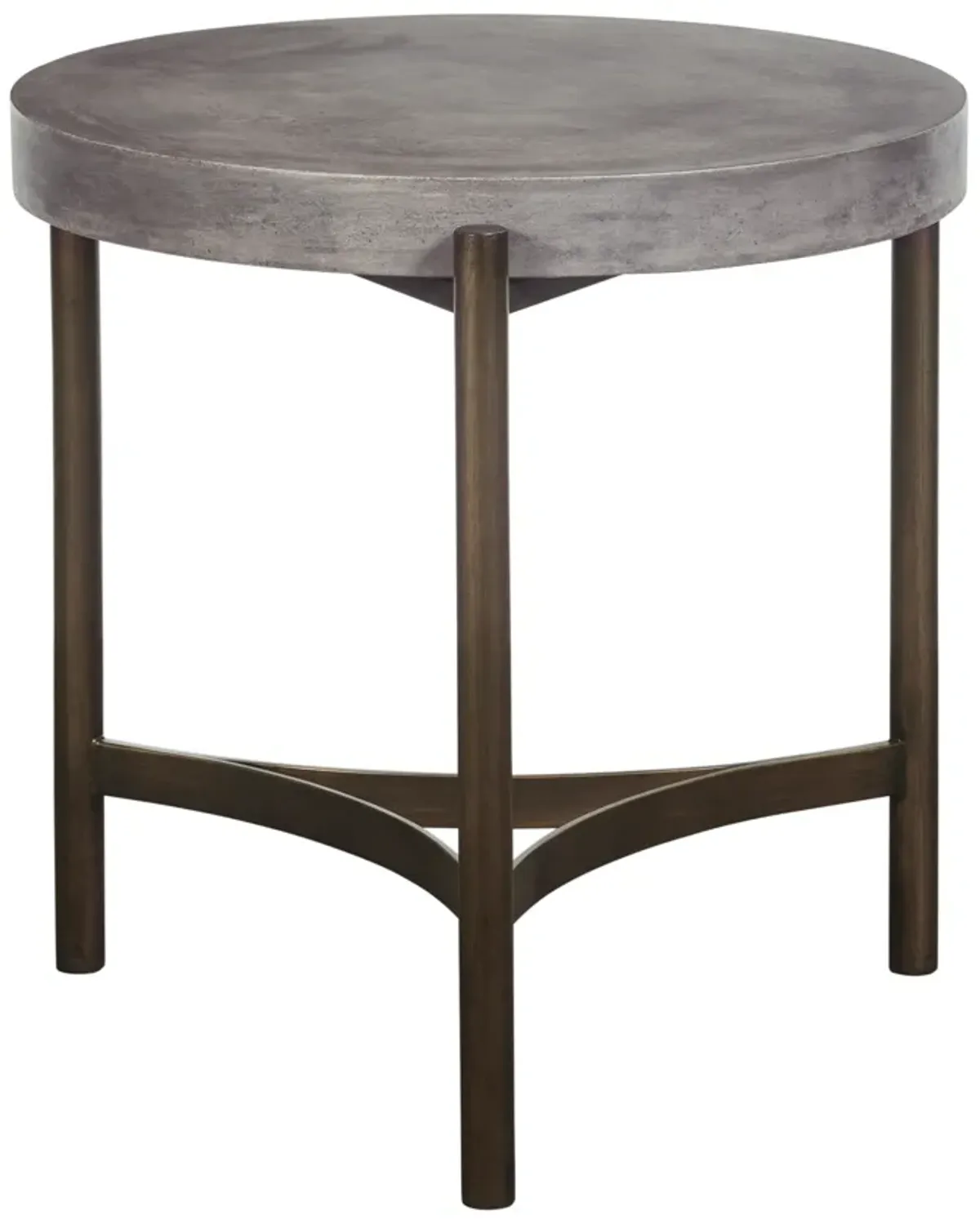 Lyon Round Natural Concrete and Metal Side Table