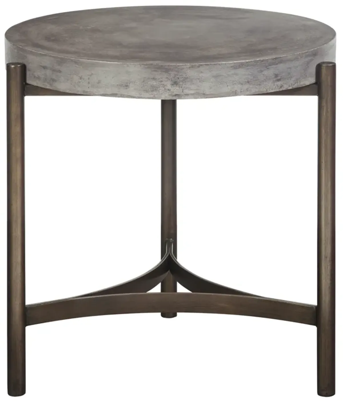 Lyon Round Natural Concrete and Metal Side Table