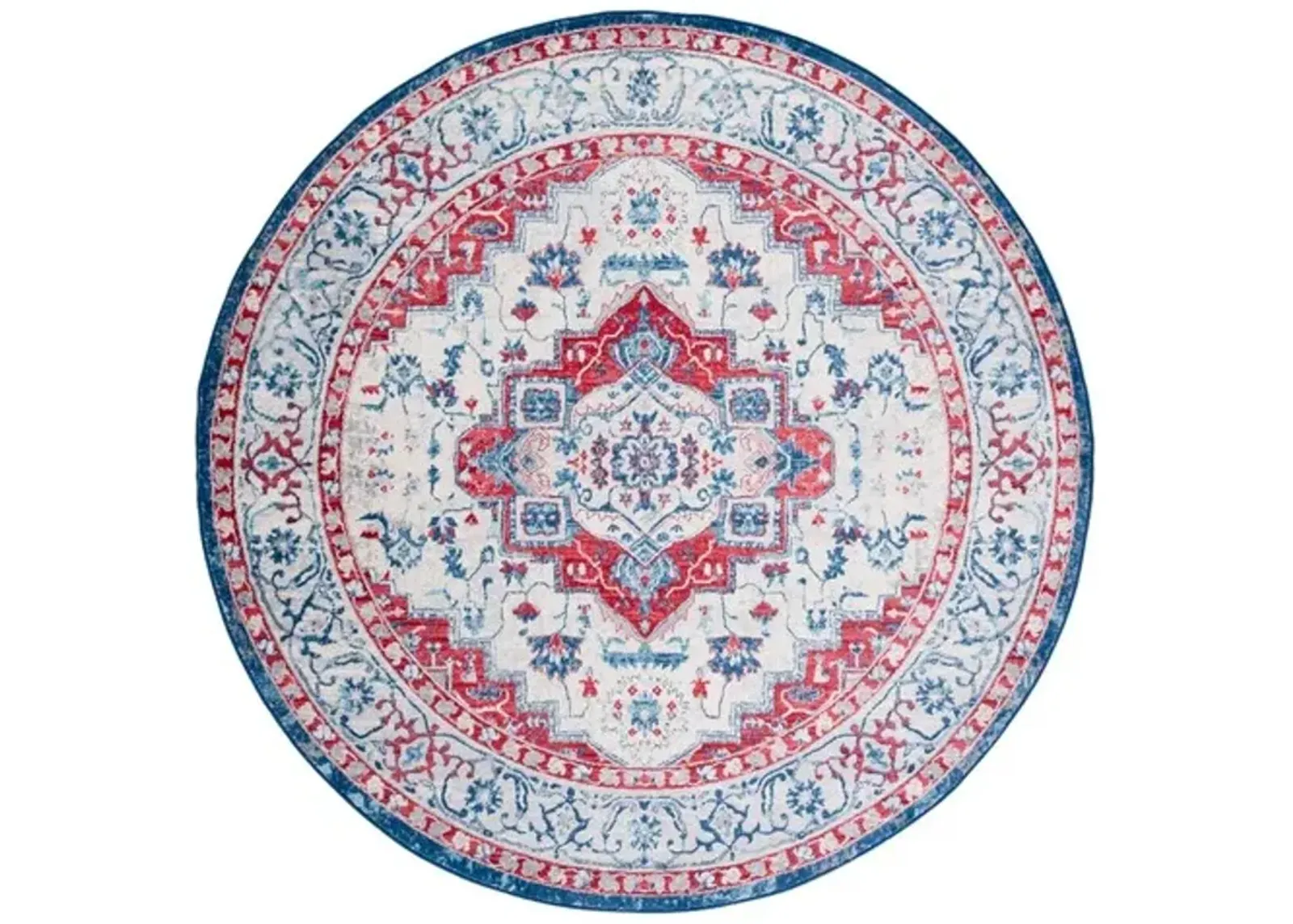 Brentwood 851 Beige / Red 6'-7" X 6'-7" Round Round Powerloomed Rug