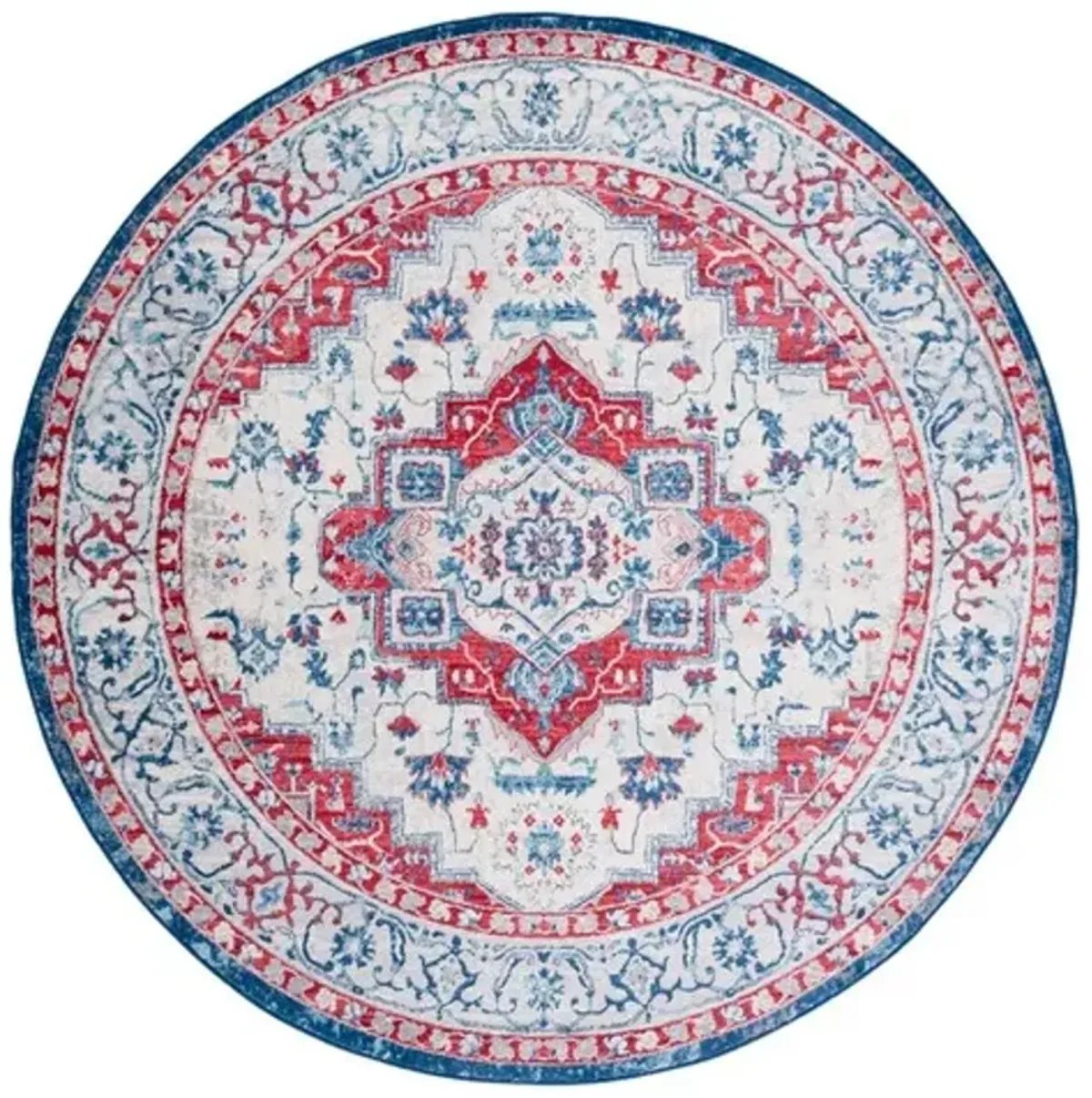 Brentwood 851 Beige / Red 6'-7" X 6'-7" Round Round Powerloomed Rug