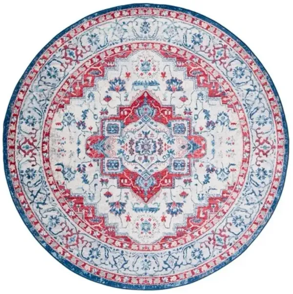 Brentwood 851 Beige / Red 6'-7" X 6'-7" Round Round Powerloomed Rug