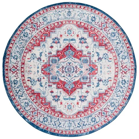 Brentwood 851 Beige / Red 6'-7" X 6'-7" Round Round Powerloomed Rug